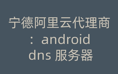 宁德阿里云代理商：android dns 服务器