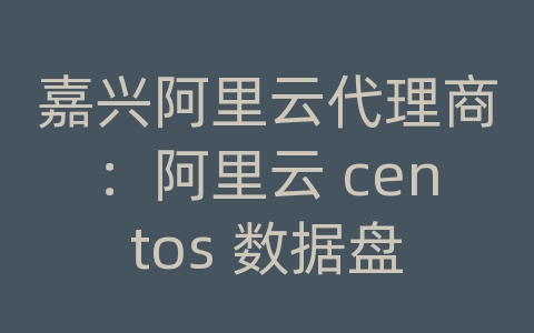 嘉兴阿里云代理商：阿里云 centos 数据盘