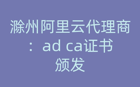 滁州阿里云代理商：ad ca证书颁发