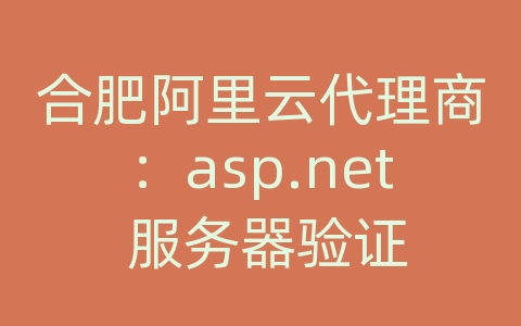 合肥阿里云代理商：asp.net 服务器验证