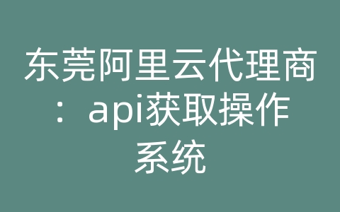 东莞阿里云代理商：api获取操作系统