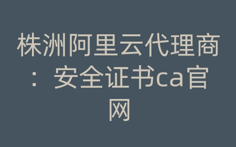 株洲阿里云代理商：安全证书ca官网