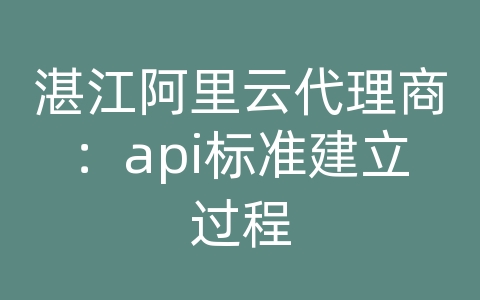 湛江阿里云代理商：api标准建立过程