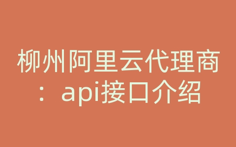 柳州阿里云代理商：api接口介绍