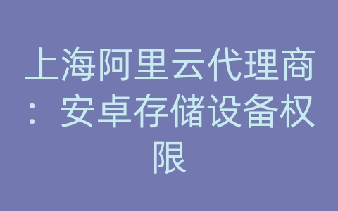 上海阿里云代理商：安卓存储设备权限