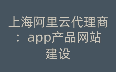 上海阿里云代理商：app产品网站建设