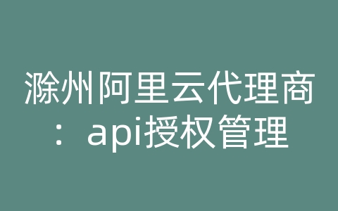 滁州阿里云代理商：api授权管理