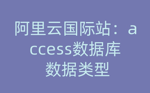 阿里云国际站：access数据库 数据类型