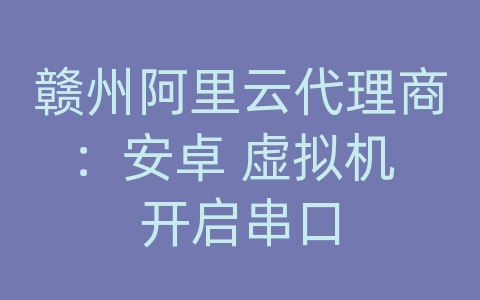 赣州阿里云代理商：安卓 虚拟机 开启串口