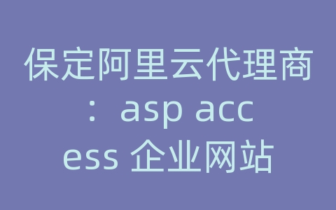 保定阿里云代理商：asp access 企业网站