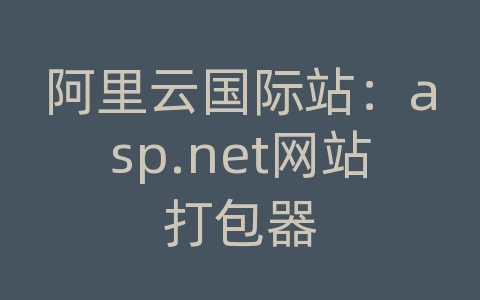 阿里云国际站：asp.net网站打包器