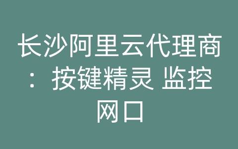 长沙阿里云代理商：按键精灵 监控网口