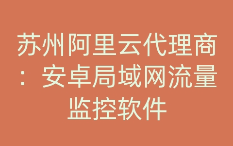 苏州阿里云代理商：安卓局域网流量监控软件