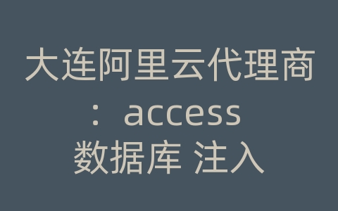 大连阿里云代理商：access 数据库 注入