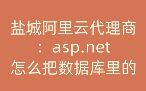 盐城阿里云代理商：asp.net怎么把数据库里的值付给input text