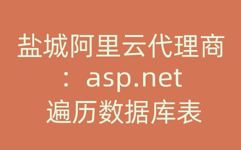 盐城阿里云代理商：asp.net 遍历数据库表