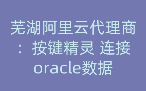 芜湖阿里云代理商：按键精灵 连接oracle数据库