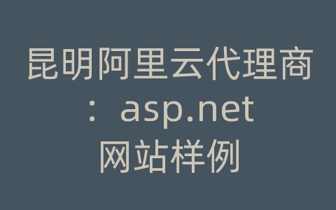 昆明阿里云代理商：asp.net网站样例