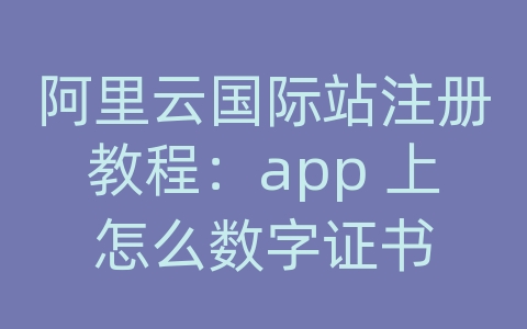 阿里云国际站注册教程：app 上怎么数字证书