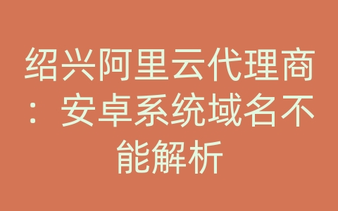 绍兴阿里云代理商：安卓系统域名不能解析