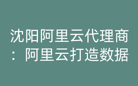 沈阳阿里云代理商：阿里云打造数据