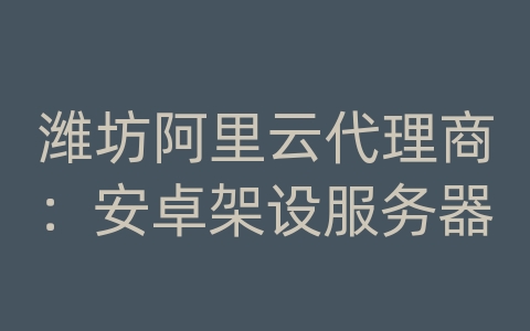 潍坊阿里云代理商：安卓架设服务器