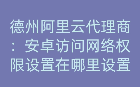 德州阿里云代理商：安卓访问网络权限设置在哪里设置