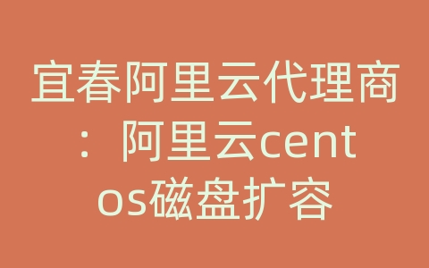 宜春阿里云代理商：阿里云centos磁盘扩容