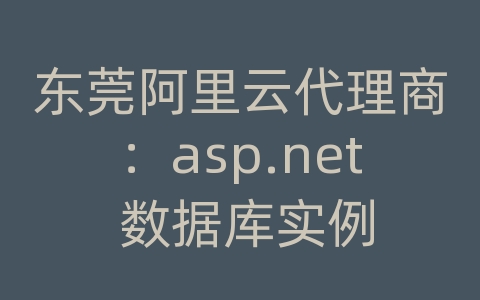 东莞阿里云代理商：asp.net 数据库实例