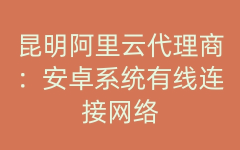 昆明阿里云代理商：安卓系统有线连接网络