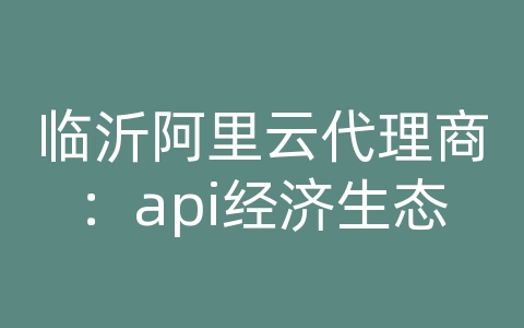 临沂阿里云代理商：api经济生态