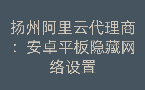 扬州阿里云代理商：安卓平板隐藏网络设置