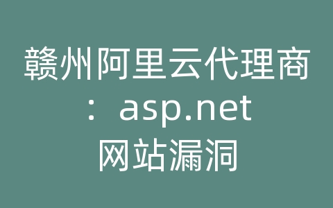 赣州阿里云代理商：asp.net网站漏洞