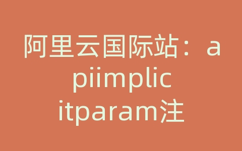 阿里云国际站：apiimplicitparam注解