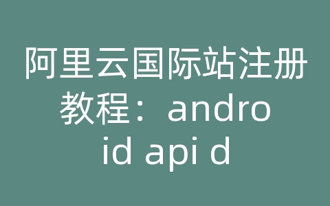 阿里云国际站注册教程：android api demo apk