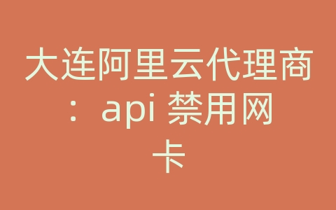 大连阿里云代理商：api 禁用网卡