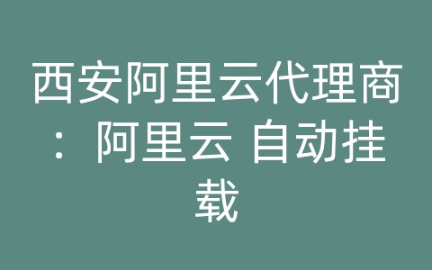 西安阿里云代理商：阿里云 自动挂载