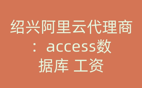 绍兴阿里云代理商：access数据库 工资