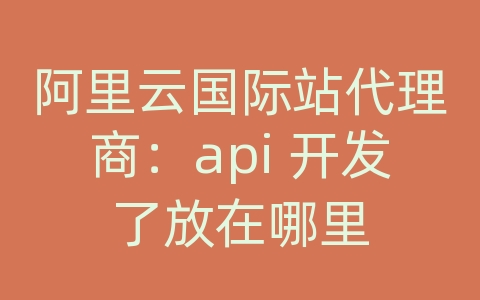 阿里云国际站代理商：api 开发了放在哪里