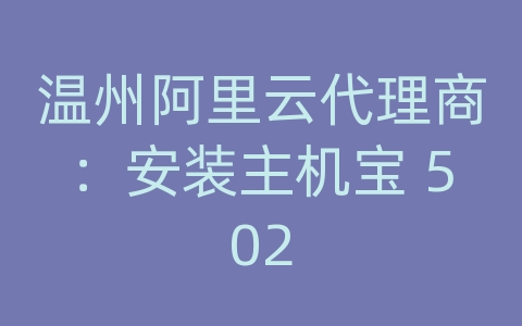 温州阿里云代理商：安装主机宝 502