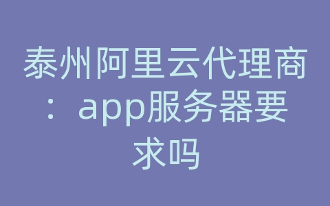 泰州阿里云代理商：app服务器要求吗