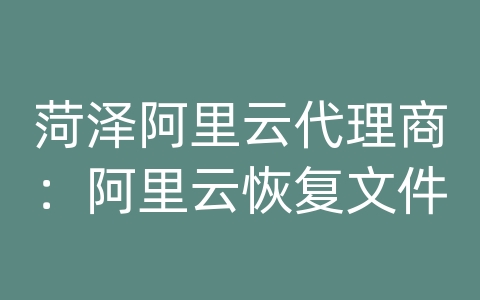 菏泽阿里云代理商：阿里云恢复文件