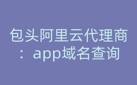 包头阿里云代理商：app域名查询