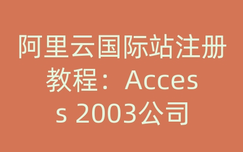 阿里云国际站注册教程：Access 2003公司数据库管理