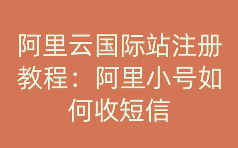 阿里云国际站注册教程：阿里小号如何收短信