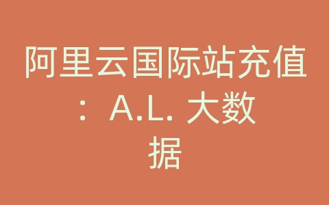 阿里云国际站充值：A.L. 大数据