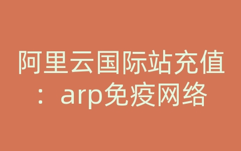 阿里云国际站充值：arp免疫网络